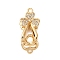 Brass Micro Pave Clear Cubic Zirconia Interlocking Clasps, Cadmium Free & Nickel Free & Lead Free, Flower, Real 18K Gold Plated, 26mm, Hole: 1.4mm and 1.5mm