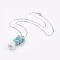 Natural Amazonite Pendant Necklaces, with Teardrop Shell Pearl Beads, Brass Ball Head pins, 304 Stainless Steel Jump Rings, Iron Head pins and Brass Cable Chains, 17.9 inch(45.7cm), Pendant: 34~35x13mm
