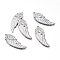 Non-Tarnish 304 Stainless Steel Pendants, Wing with Rose, Stainless Steel Color, 36.5x15x2.5mm, Hole: 1.5mm