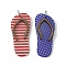 Flip Flop Transparent Acrylic with Poplar Wood Pendants, with Iron Jump Ring, Red, 42.5x19x3mm, Hole: 5mm, 2pcs/set