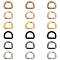 18Pcs 6 Colors Zinc Alloy Spring Gate Rings, D Ring Shape, Mixed Color, 24.5x20.5x3.5mm, 3pcs/color