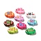 Baking Paint Acrylic Beads, Hand Drawn Beads, with Enamel, Cloud with Word HI, Mixed Color, 18x25x8.5mm, Hole: 2.7mm