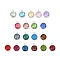 Glass Charms, with Platinum Cadmium Free & Nickel Free & Lead Free Brass Findings, Long-Lasting Plated, Faceted Flat Round, Mixed Color, 7x4x1.8mm, Hole: 0.8mm