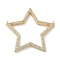 Rack Plating Brass Micro Pave Cubic Zirconia Connector Charms, Long-Lasting Plated, Lead Free & Cadmium Free, Star, Real 18K Gold Plated, 30x33x2.5mm, Hole: 0.8mm
