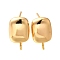 Brass Stud Earrings, Rectangle, Real 18K Gold Plated, 15.5x9mm, Hole: 2mm, Pin: 0.8mm