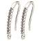 Rack Plating Brass Pave Cubic Zirconia Earring Hooks, Ear Wire, Lead Free & Cadmium Free, Star, Silver, 14~14.5x1.7mm, Hole: 1.4mm, 18 Gauge, Pin: 1mm