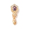 Golden Brass Micro Pave Clear Cubic Zirconia Ice Pick Pinch Bails, with Glass, Nickel Free, Flower, Purple, 21x8x7mm, Hole: 3.5x3mm, Pin: 0.8mm