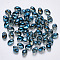 Transparent Spray Painted Glass Charms, AB Color Plated, Oval, Steel Blue, 8.5x6x4.5mm, Hole: 1mm