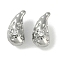 Brass Micro Pave Cubic Zirconia Charms, Cadmium Free & Nickel Free & Lead Free, Teardrop, Platinum, 11x5x7mm, Hole: 1mm