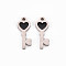 304 Stainless Steel Enamel Pendants, Stainless Steel Color, Key, Black, 16x6x1mm, Hole: 1.5mm