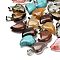 Natural & Synthetic Mixed Gemstone Pendants, with 201 Stainless Steel Finding, Heart, 22x15~16.5x6mm, Hole: 5x7mm