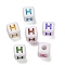 Opaque Acrylic Beads, Enamel Style, Cube with Letter, Letter H, 10x9.5x9mm, Hole: 3.8mm, about 560pcs/500g