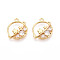 Brass Micro Pave Cubic Zirconia Pendants, Star, Real 18K Gold Plated, 17x14.5x2.5mm, Hole: 1.4mm