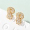 Brass Micro Pave Cubic Zirconia Stud Earrings, Rack Plating, Long-Lasting Plated, Real 18K Gold Plated, Letter P, 13.5x8.5mm