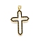 Brass Micro Pave Cubic Zirconia Pendants, Cross, Rack Plating, Long-Lasting Plated, Lead Free & Cadmium Free, Real 18K Gold Plated, 34x23x2mm, Hole: 5x3.5mm