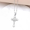 Crucifixion Cross Brass Micro Pave Cubic Zirconia Pendant Necklaces, Platinum, 17.72 inch(45cm)
