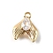 Brass Pave Clear Cubic Zirconia Charms, Cadmium Free & Nickel Free & Lead Free, Real 18K Gold Plated, Fishtail, 13.5x11.5x4.5mm, Hole: 1.4mm