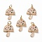 Brass Micro Pave Colorful Cubic Zirconia Pendants, with Enamel and Jump Rings, Mushroom, Real 18K Gold Plated, 17x11.5x2.5mm, Jump Ring: 5x1mm, 3mm Inner Diameter
