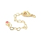 Paw Print Brass Enamel Chain Extender, with Lobster Claw Clasp and Charms, Rack Plating, Cadmium Free & Lead Free, Long-Lasting Plated, Real 18K Gold Plated, Hot Pink, 78mm