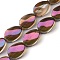 Transparent Electroplate Glass Bead Strands, Rainbow Plated, Teardrop, Fuchsia, 18.5x12.5x6mm, Hole: 1mm, about 40pcs/strand, 29.29 inch(74.4cm)