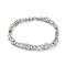 Brass Rectangle & Teardrop & Flat Round Link Chain Bracelets, Cubic Zirconia Tennis Bracelet, Platinum, 7-5/8 inch(19.4cm)