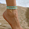 6Pcs Alloy Glass Seed Beads Anklets, Starflsh Charms Jewelry for Women, Turquoise, 8-5/8 inch(220mm)