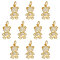 Brass Micro Pave Clear Cubic Zirconia Pendants, Long-Lasting Plated, Bear, Real 18K Gold Plated, 14.5x9x3mm, Hole: 3.5mm, 10pcs/box
