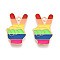Rainbow Color Pride Alloy Enamel Pendants, Victory Sign Hand Charm, Light Gold, Colorful, 25.5x15x1.5mm, Hole: 2mm