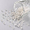 8/0 Glass Seed Beads, Silver Lined Round Hole, Round, White, 3mm, Hole: 1mm, about 10000 beads/pound