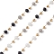 Handmade Glass Beaded Chains, Faceted, Unwelded, with 304 Stainless Steel Chains, Golden, Round, Black, 2~3x2~2.5mm