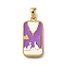 304 Stainless Steel Enamel Pendants, Tarot Theme Charm, Real 18K Gold Plated, Wolf, 26x12.5x1.5mm, Hole: 5mm