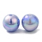 Iridescent ABS Plastic Beads, Round, Royal Blue, 12x11.5mm, Hole: 2mm