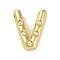Brass Pendants, Cadmium Free & Nickel Free & Lead Free, with ABS, Letter A~Z, Letter V, 20.5x17x6.5mm, Hole: 3.5mm