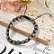 Adjustable Natural Grey Agate and Non-magnetic Synthetic Hematite Braided Bead Bracelets, Inner Diameter: 1-3/4~2-7/8  inch(4.5~7.3cm)