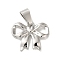 Rack Plating Brass Pendants, Long-Lasting Plated, Lead Free & Cadmium Free, Bowknot, Platinum, 18x22x3.5mm, Hole: 9x4mm