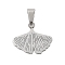 304 Stainless Steel Pendants, Ginkgo Leaf Charm, Stainless Steel Color, 17.5x20x1mm, Hole: 7.5x3.5mm