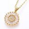 304 Stainless Steel Initial Pendant Necklaces, with Cubic Zirconia, Flat Round with Letter, Golden, Letter.B, 17.71 inch(45cm), Pendant: 22x16x3mm