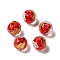 Handmade Lampwork Beads, with Gold & Silver Foil, Oval, Red, 11.5~12x11~11.5mm, Hole: 1.8~2mm
