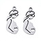 Non-Tarnish Mother's Day 201 Stainless Steel Pendants, Laser Cut, Pregnant Woman, Stainless Steel Color, 23x10x0.9mm, Hole: 1.6mm