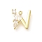 Brass Micro Pave Cubic Zirconia Pendants, LetterA-Z Charms, Golden, Letter W, 13.5x12.5x2.5mm, Hole: 1mm