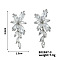 Geometric Stud Earrings with Bright Colors and Delicate Flower Design, Platinum, 39x15mm