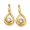 304 Stainless Steel Pendants, with Glass Rhinestone, Teardrop Charms, Real 14K Gold Plated, 18x8x2mm, Hole: 1.2mm