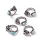Dragon Head Natural Larimar Cuff Rings, Antique Silver Tone Brass Open Rings for Women, 5mm, Inner Diameter: US Size 8 1/4(18.3mm)