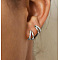 Brass Micro Pave Clear Cubic Zirconia Two-layer Hoop Earrings, Platinum, 15mm