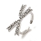 Rack Plating Brass Cuff Rings, Long-Lasting Plated, Lead Free & Cadmium Free, Bowknot, Platinum, Adjustable
