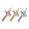 304 Stainless Steel Pendants, Cross with Circle, Mixed Color, 36x17x10mm, Hole: 4x2.5mm