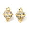 Brass Micro Pave Clear Cubic Zirconia Bell Connector Charms, Long-Lasting Plated, Cadmium Free & Lead Free, Rack Plating, Real 18K Gold Plated, 10.5x7.5mm, Hole: 1mm