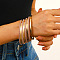 8Pcs Alloy Bangle Set for Women, Golden, Diameter: 70mm