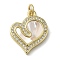 Brass Micro Pave Cubic Zirconia Pendants, Cadmium Free & Lead Free, with Shell, Heart, Real 18K Gold Plated, 19.5x16x3mm, Hole: 3.4mm