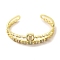 Square Glass Open Cuff Bangle with Cubic Zirconia, Golden Brass Jewelry for Women, Colorful, Inner Diameter: 2x2-1/8 inch(5.05x5.5cm)